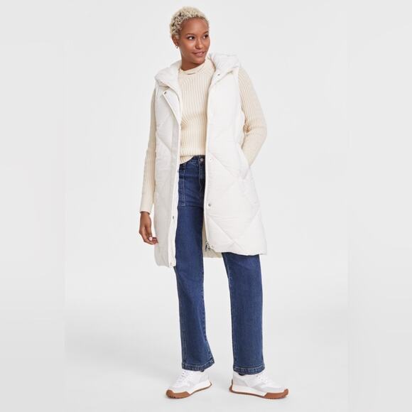 Sam Edelman Women's Quilted Hooded Puffer Vest in Modern Ivory White. Size XL - Picture 1 of 1